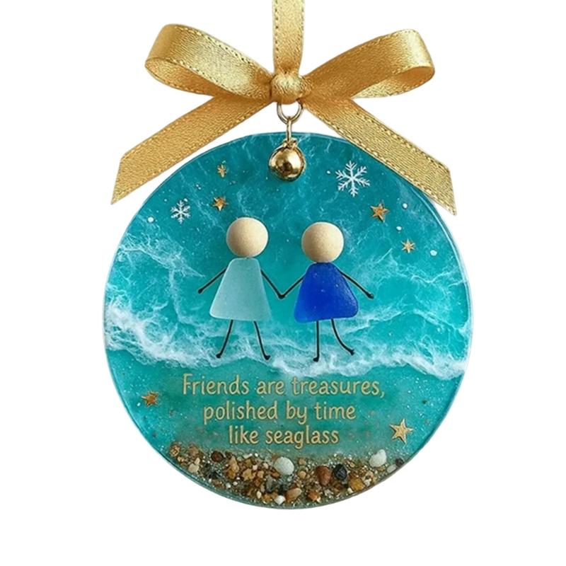 

Holiday Bell Decoration Colorful Sea Glass Crafted Unique Friendship Symbol Christmas Tree Accessories Gift