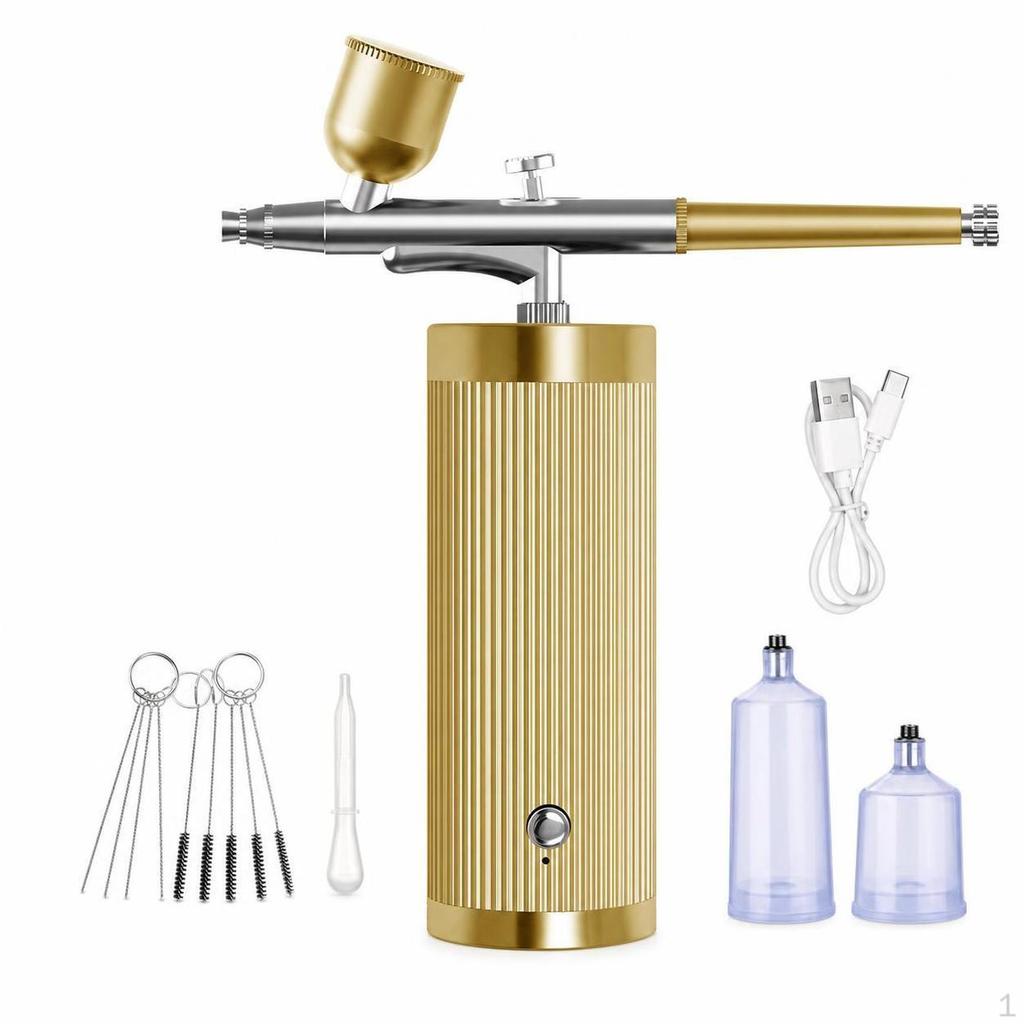 Portable Airbrush Kit with DualAction Oxygen Injector for Model Painting, Nail Art, and Cooking
