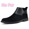 Fashion Outdoor Fashion Low Top Shoes Winter Fur Warm Chelsea Men's Boots Handmade Suede Vintage Ankle Boots Tendon Sole Wear Work Boots