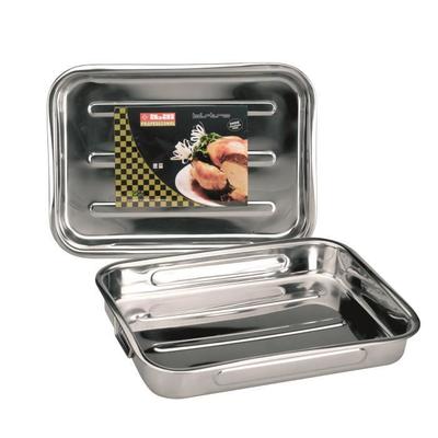 Ibili 651850 Tigaie de copt din oțel inoxidabil cu mânere pliabile 53x38x7,5 cm Bistrot