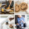 4pcs Natural Wooden Mat Cork Coaster Engraved Lovely Cat Girl Pattern Coffee Cup Mug Drinks Holder Tableware Round Drink Coaster