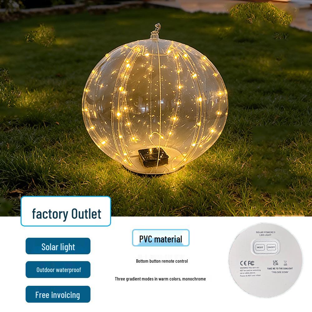 2026 Solar LED Waterproof Warm Color Pool Light - Outdoor Decorative PVC Inflatable Ball.