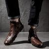 Large Size Medium Help Personalized Crocodile Pattern Beanie Shoes Men's Soft Leather Single Shoes Trendy Leather Shoes Velvet Casual Shoes