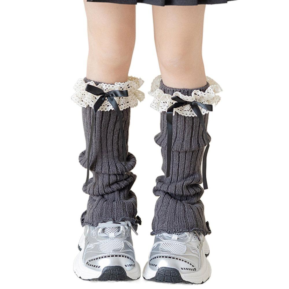 Solid Color Kids Lace Leg Warmers Knitted Children's Foot Warmer Lolita Style