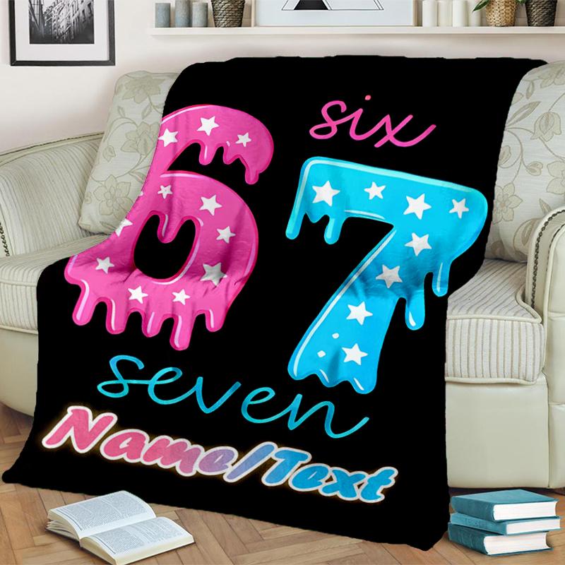 1PC Custom Name "Sixty Seven Stars" Flannel Blanket Versatile,all-season Throw Suitable for the Living Room,bedroom,camping,travel,and Gift