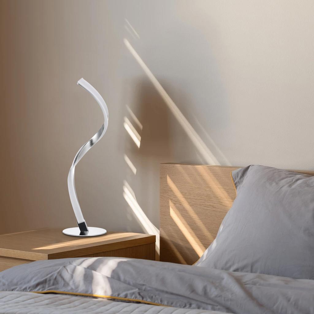 Neoglint 10W Spiral LED Table Light Dimmable 3 Lighting Colors Bedside Desk Lamp Nightstand Lamp for Bedroom Living Room