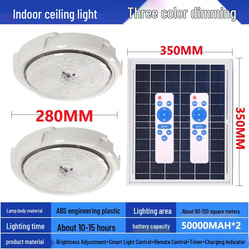 LED Solar Ceiling Light for Bedrooms, Living Rooms, Indoor and Courtyard Spaces - One-to-Two/Three/Four/Five/Seven Light Options