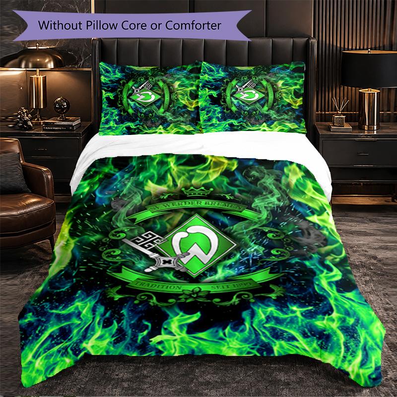 Werder Bremen Football 3 Piece Bedding Set Soft Duvet Cover Set with Pillowcases Printed Bedroom Decor Set for Home