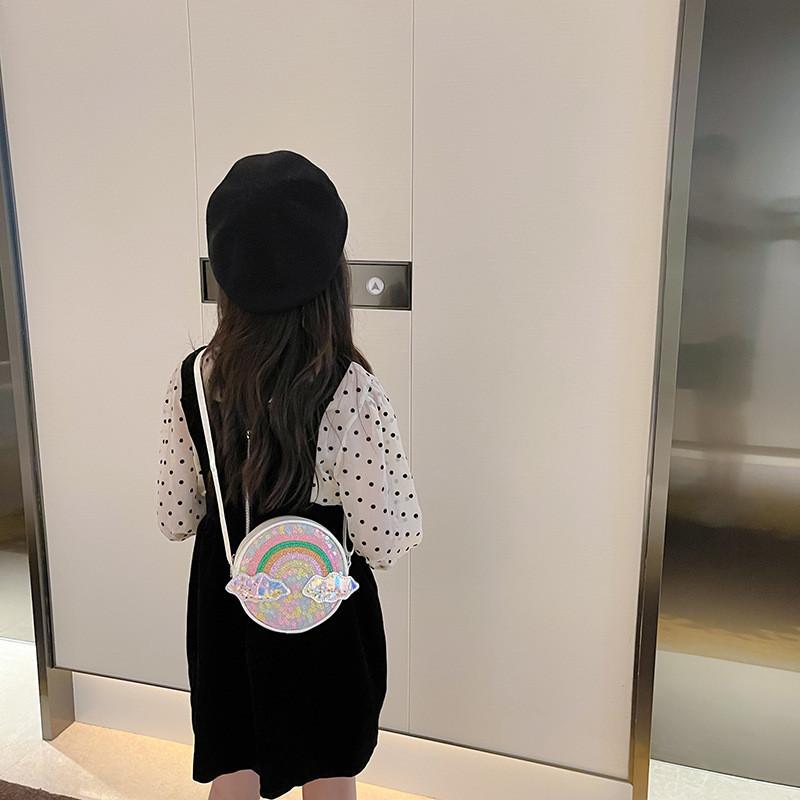 Adorable Rainbow Crossbody Bag For Girls Fashionable Princess Style With Zipper Closure