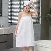 Women's Embroidered Cotton Waffle Bathrobe - Absorbent Full Body Wrap Towel for Beauty Salon.