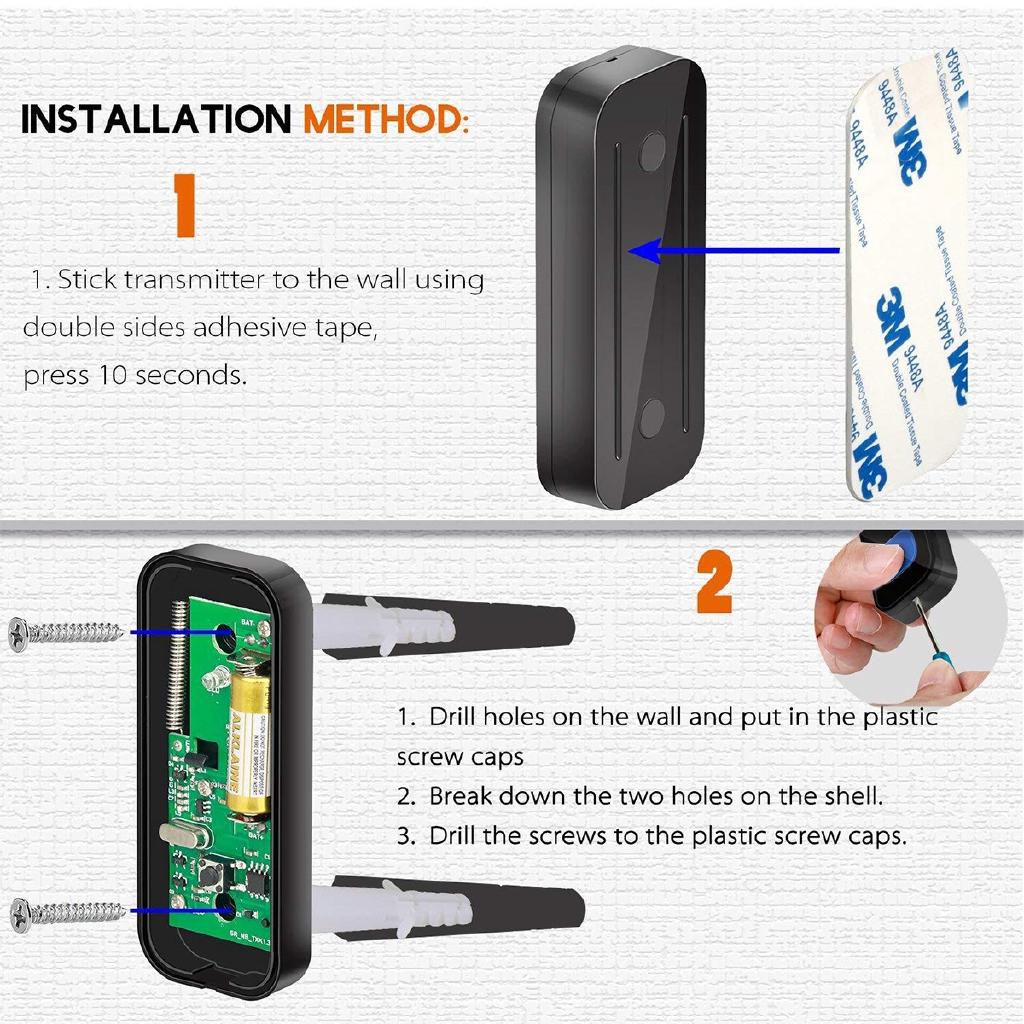 Wireless LED Waterproof Door Bell Cordless 1000ft/300M Range 55 Chime Doorbell UK/EU/US Plug 110-260V for Villas Hotels