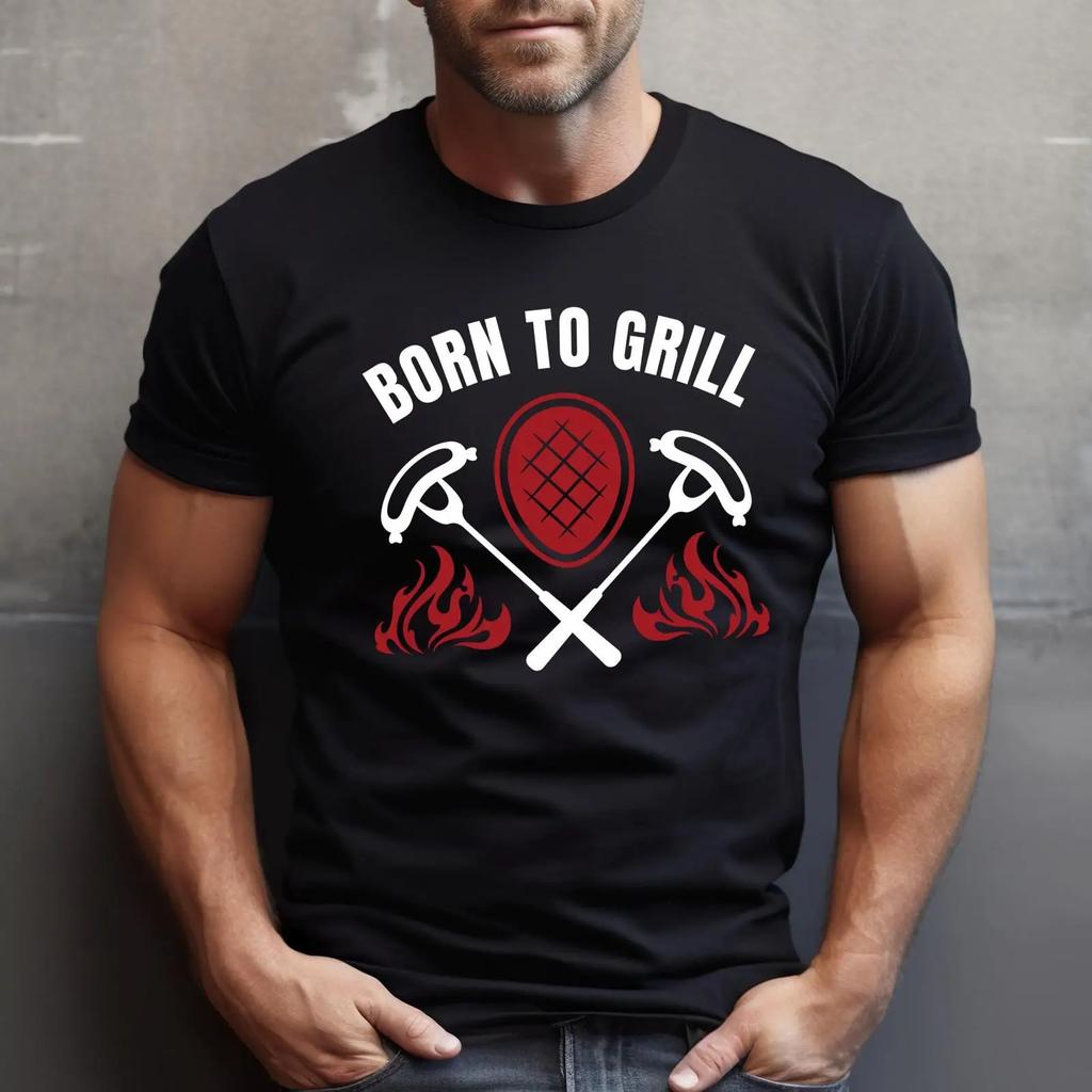 Unisexs Born To Grill Funny Bbq T Shirt Master Barbecue Casual Birthday For Unisex Dad Friend Vintage Slightly Homme Soft