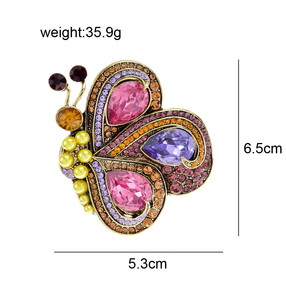 Blucome New Butterfly Brooches For Women Vintage Pearl Multicolor Rhinestone Cute Insect Weddings Casual Brooch Pins Jewelry