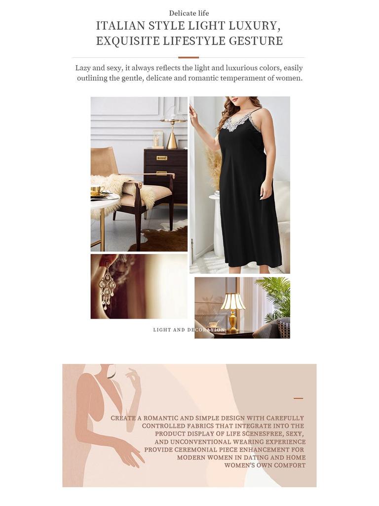 Übergröße Eisseide Camisole Nachthemd & Morgenmantel Set für Frühling/Sommer.