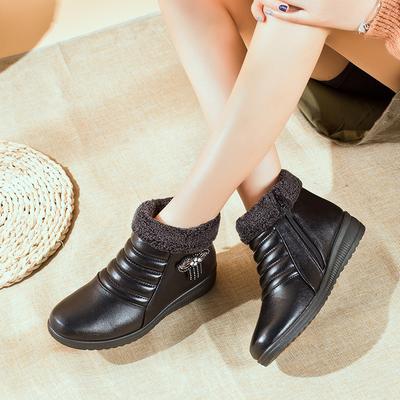 Old Beijing Shoes Cotton Shoes Winter Soft Sole Non-slip Middle and Old Women's Shoes Elderly Leather Shoes Velvet Warm Snow Boots