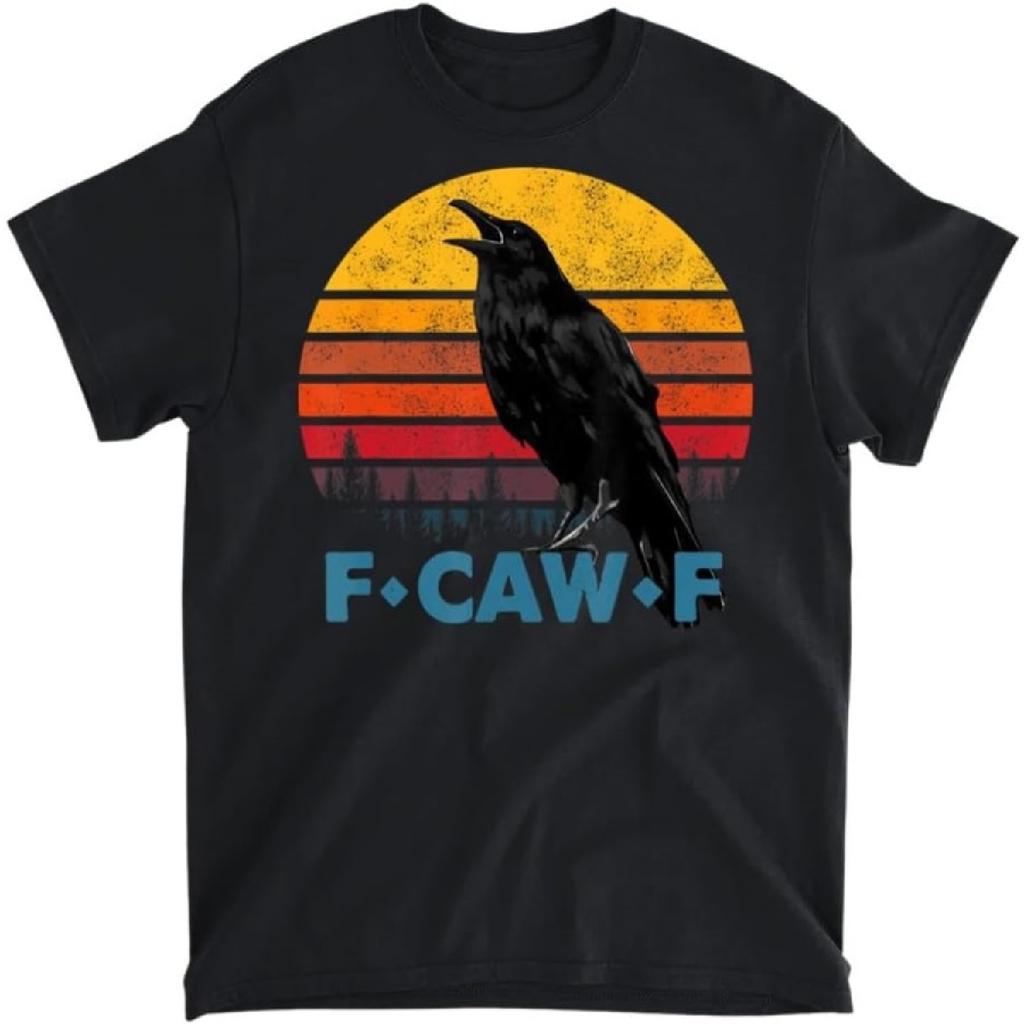 F-Caw-F Black Crow Black Bird Retro Sunset Vintage F-Caw-F T-Shirt, Tank Top, Long Sleeve, Sweatshirt, Hoodie Men Women Kids Made in Canada Black