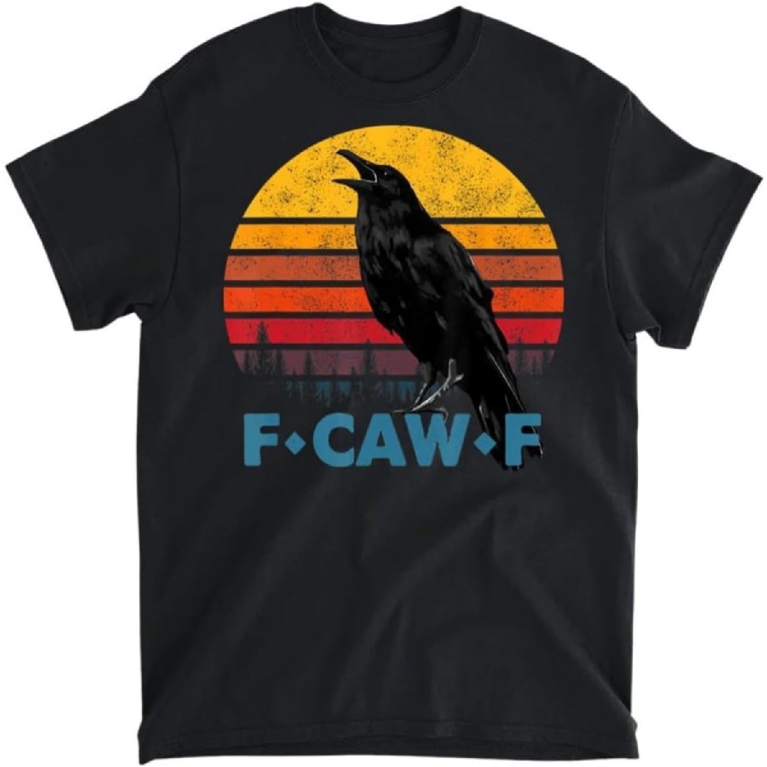 F-Caw-F Черный Ворон Черная Птица Ретро Закат Винтажный F-Caw-F Футболка, Майка, Лонгслив, Свитшот, Худи Мужчины Женщины Дети Сделано в Канаде Черный XXXXXL разноцветный