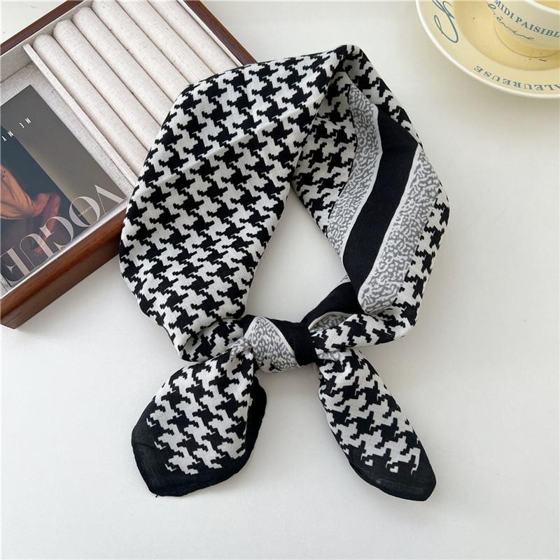 Cotton Linen Print Square Scarves Neckerchief Kerchief Headscarf Women Decorative Scarf Bandanas Headband 65cm Neck Wraps Shawls