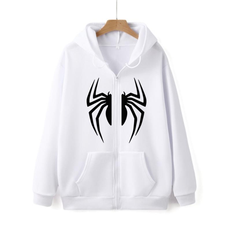 Spider Web Print Y2K Zipper Sweatshirt Streetwear Vintage Autumn Unisex Zip-up Hoodie Harajuku Fashion Spider Graphic Zip Hoody