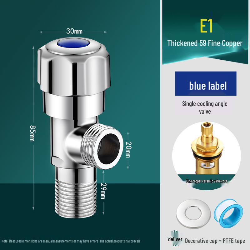 Household Full Copper 304 Stainless Steel Angle Valve for Kitchen & Bathroom – Cold & Hot Water Stop/Splitter Valve