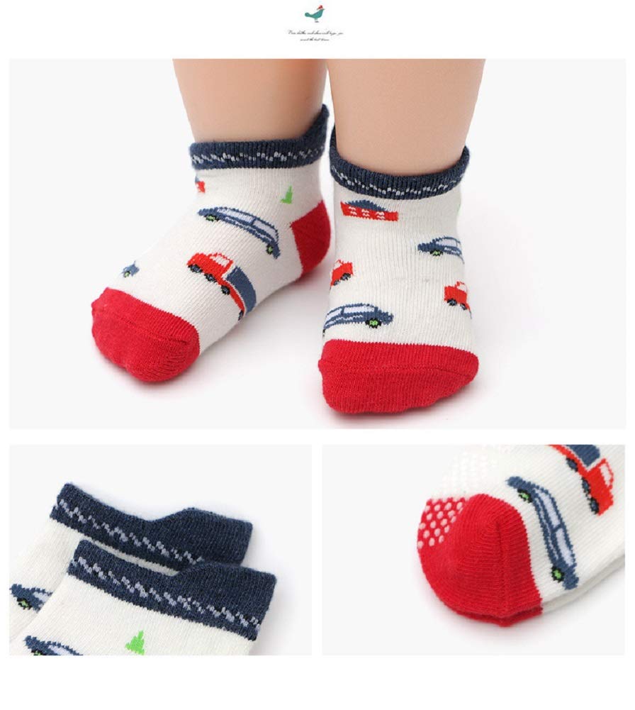 12er Set Kurzsocken mit Fahrzeug Crew Length Socks [Eiho] Jungensocken Jungen Anti-Rutsch Knöchelsocken, (Fahrzeuge für Jungen, 12-14cm)