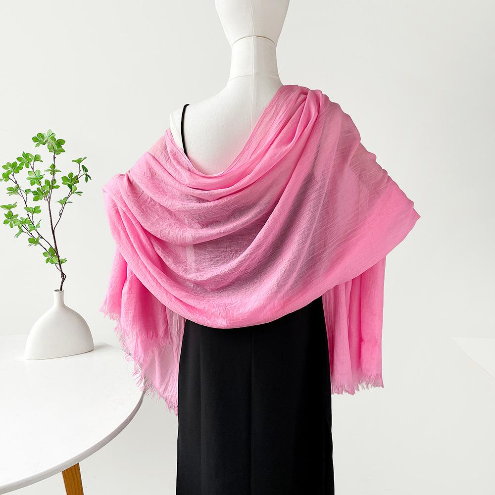 Summer versatile cotton and linen scarf shawl lengthened solid color yarn shawl sunscreen shawl simple scarf silk scarf women