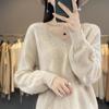 2023 Autumn/Winter Women's V-neck Pure Wool Cashmere Sweater - Loose, Slimming, Fashionable Knitwear Pullover