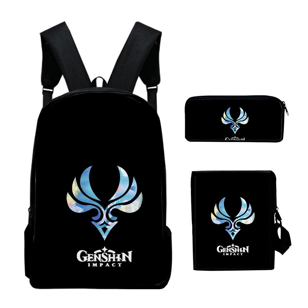 Hip Hop Youthful Genshin Impact Logo 3D Print 3pcs/Set Student Travel bags Laptop Daypack Backpack Shoulder Bag Pencil Case
