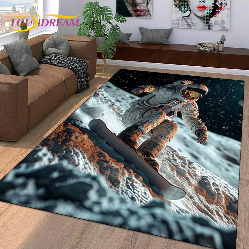 Astronaut Dream Universe Spaceman 3D Outer Space Cartoon Rug Carpet for Living Room Bedroom Decor,Non-slip for Sofa Doormat Kids