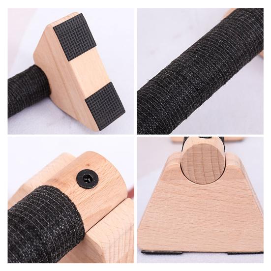2Pcs Wooden Push-Up Bar Stand Ergonomic Anti-slip Grip Home Gym Floor Workout Strength Training Push-up Parallettes Bar Fitness Handle