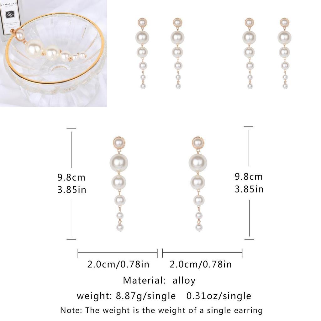 Fashionable Long Gradient Pearl Earrings Unique And Trendy Jewelry For Women