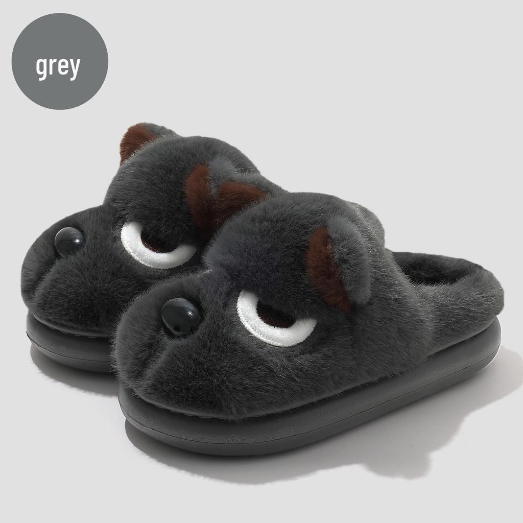 Plush Bear Cotton Slippers: Soft, Warm Autumn/Winter Home Shoes for Men & Women