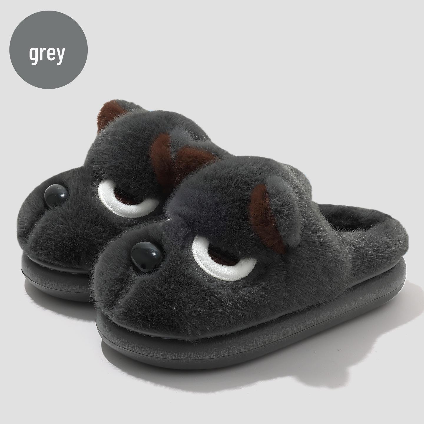 

«Мягкие хлопковые тапочки с изображением мультяшного медведя для мужчин и женщин — удобная нескользящая обувь для дома на осень и зиму» 38-39 [Inner length 24cm]