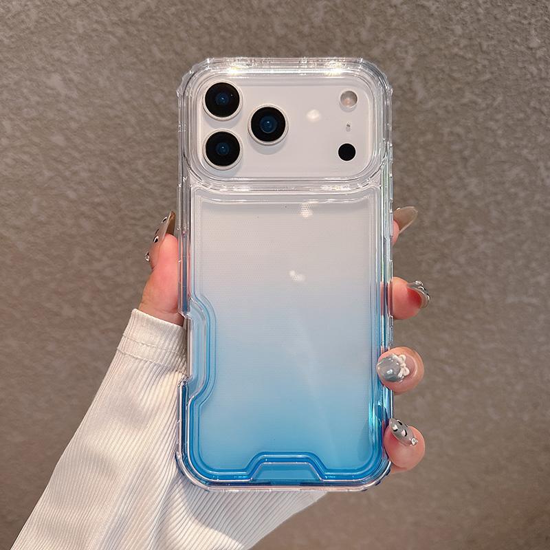 2in1 Gradient Transparent Phone Case For iPhone 17 Air 16 15 14 Plus 13 12 11 Pro Max Shockproof Bumper Hard Back Cover