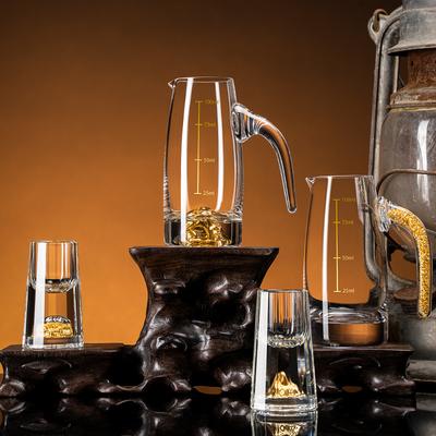 Jinshan Baijiu Cup Household Creative Vertical Pattern Small Wine Glass One Cup Crystal Glass Jinshan Wine Glass Gold Foil Wine Jug