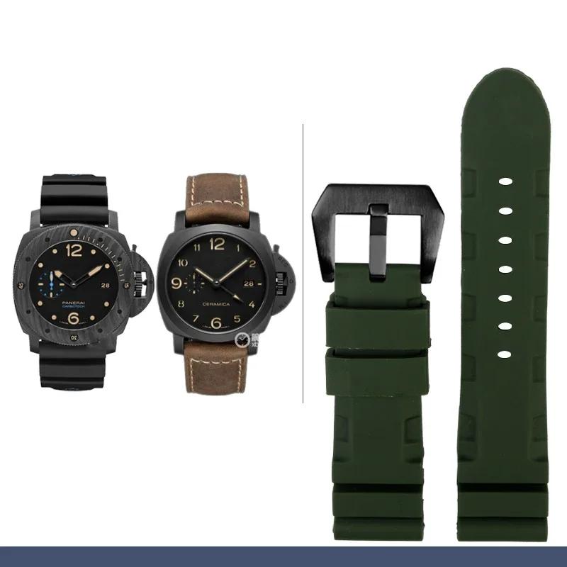 For Panerai SUBMERSIBLE PAM 111 441 616 Watchbands Soft Silicone Rubber 22mm 24mm Men's Watch accessories Strap