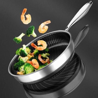 316 Stainless Steel Frying Pan Wok Nonstick Pan Steak CookingSkillet Saucepan Induction Gas Stove Universal Kitchen Cookware Pot