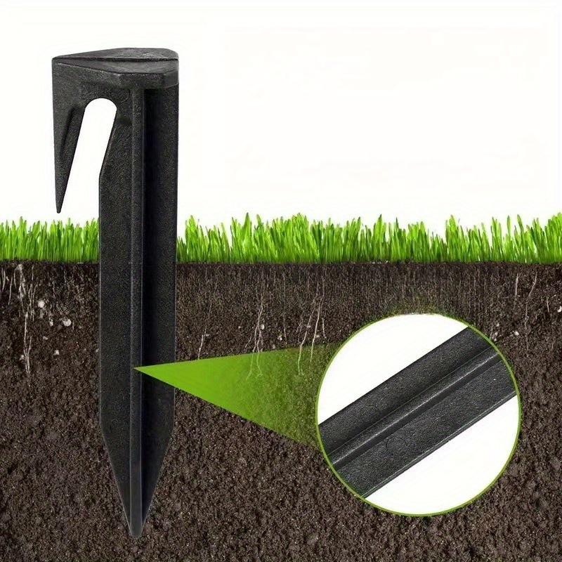 50Pcs Black Plastic Wire Ground Spikes Lawn Mower Lawn Cable Signal Line Spikes for Outdoor Garden Boundary Line Marking Grassland Camping Tent