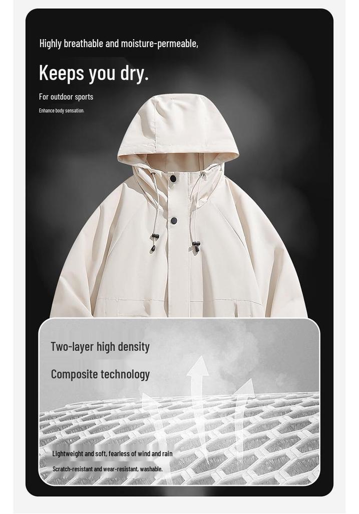 Spring/Autumn Hooded Workwear Jacket: Windproof, Waterproof, Casual Sports Outerwear for Men & Women