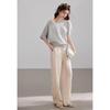 VICTORIA&VERA Linen-Blend Straight Leg Casual Pants