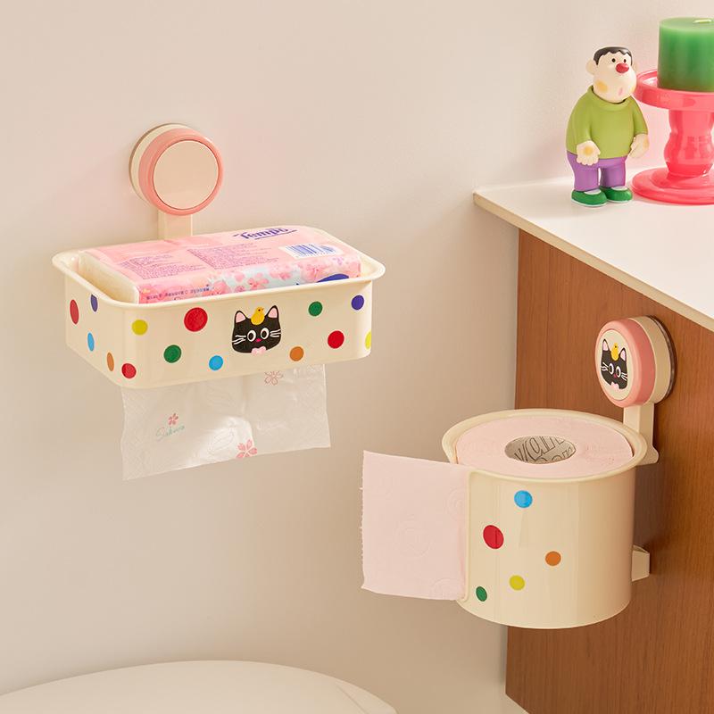 Badezimmer-TaschentuchboxNicht perforierte AufbewahrungsboxToilettenpapierboxWandmontiertBadezimmer-Saugbecher