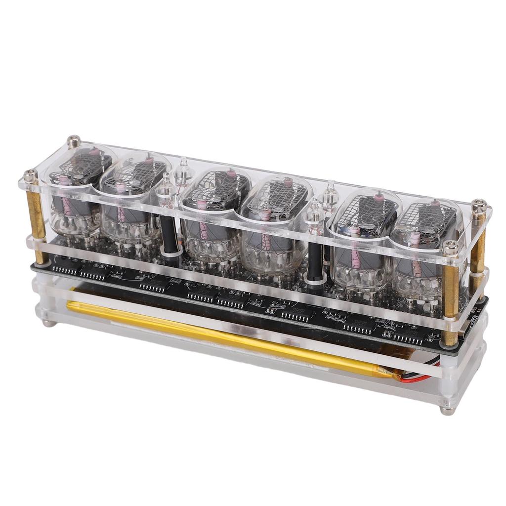 Nixie Tube Clock Acrylic RGB Remote Control Digital Tube Clock for Home Desk Decoration with Countdown Function