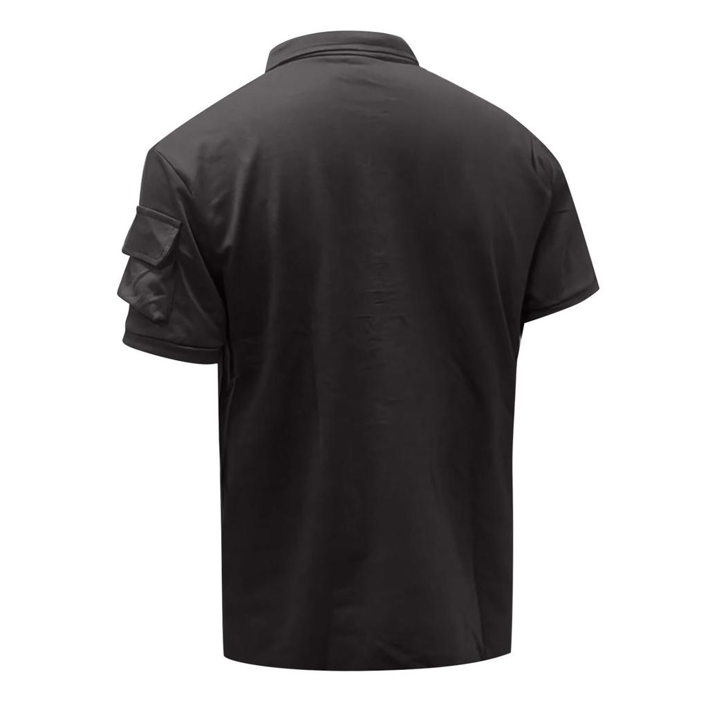 Men's Summer Outdoor Sports Fashion Breathable Button Shirt Men's Sports Casual Pocket T-shirt