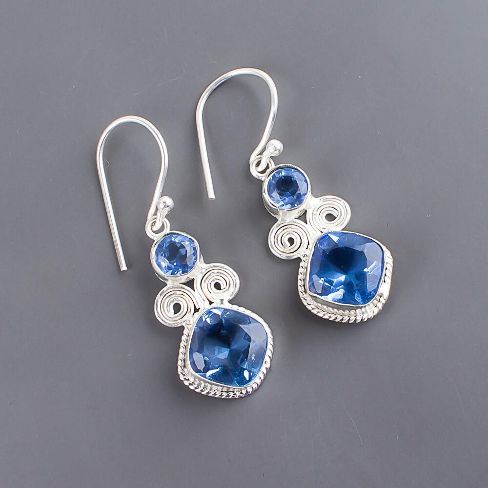 Natural Tanzanite Gemstone 925 Sterling Silver Handmade Jewelry Earrings 1.12" EE-69-7