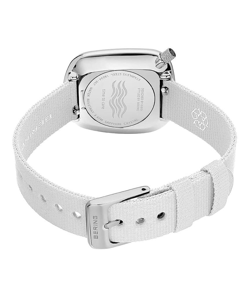 BERING Quartz Watch Pebble White Stainless Steel Mesh Strap Regular Import Product 3 Year Internal Warranty Sapphire Glass Scratch Resistant Break