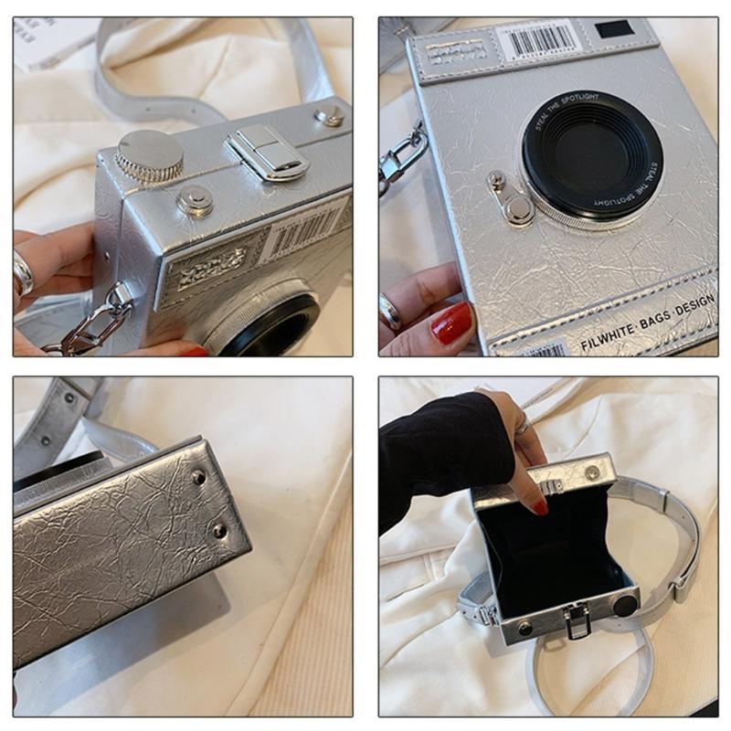 Camera Box Shaped Shoulder Tote Bag Top Handle Purse Crossbody Handbag for Women Girls