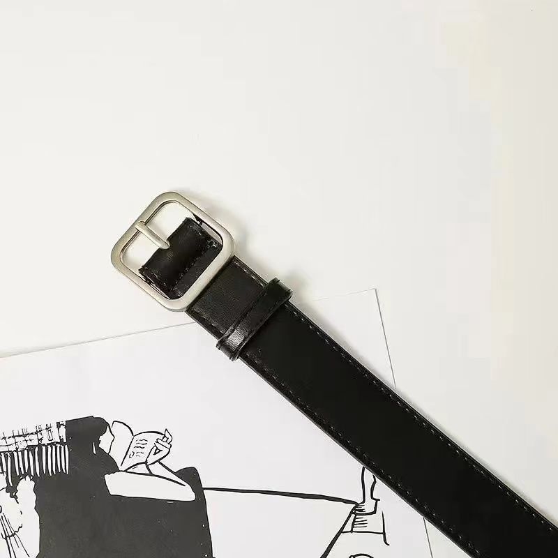 

Womens Silver Chic Belt For 2023 Fall With Basic Simple Style And Texture Unique Black Buckle