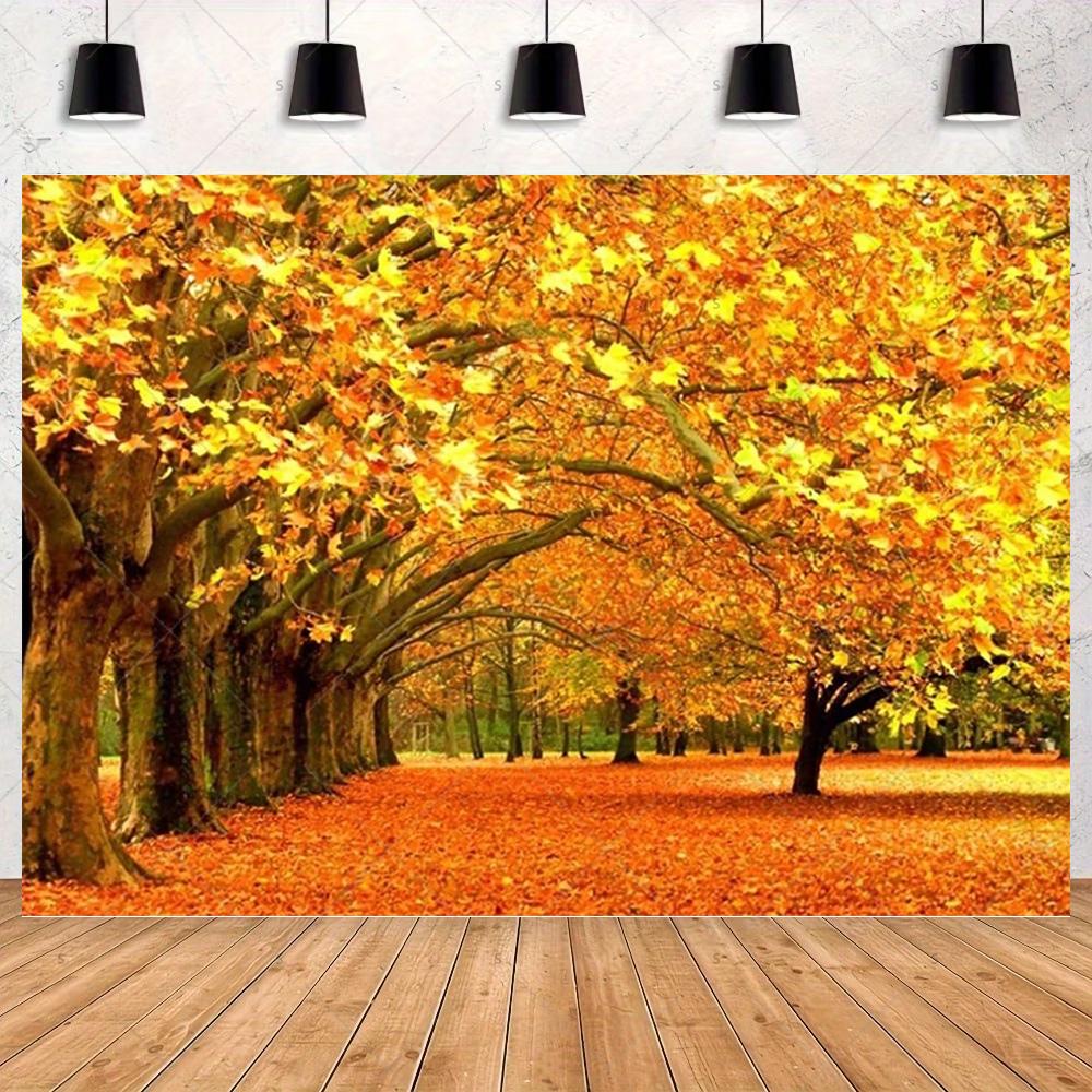 Autumn maple forest themed backdrop for adult birthday party decorations, photo banner, accessories3866