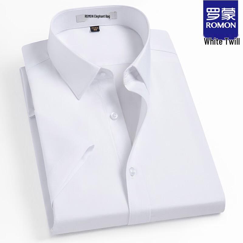 ROMON Men's Summer Business Casual Non-Iron Short Sleeve Shirt