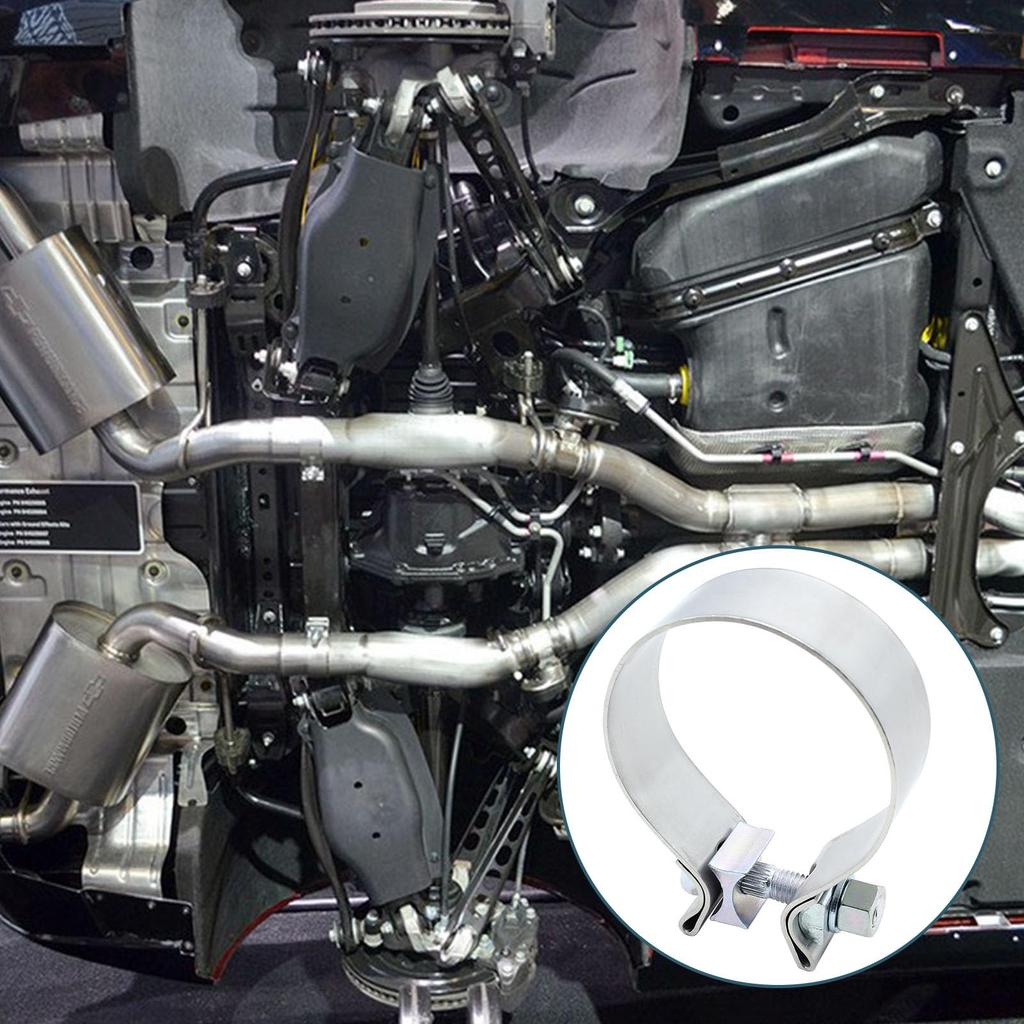 Moicstiy 2.75" Exhaust Clamp Stainless Steel Narrow Band Muffler Clamp (2 Piece)